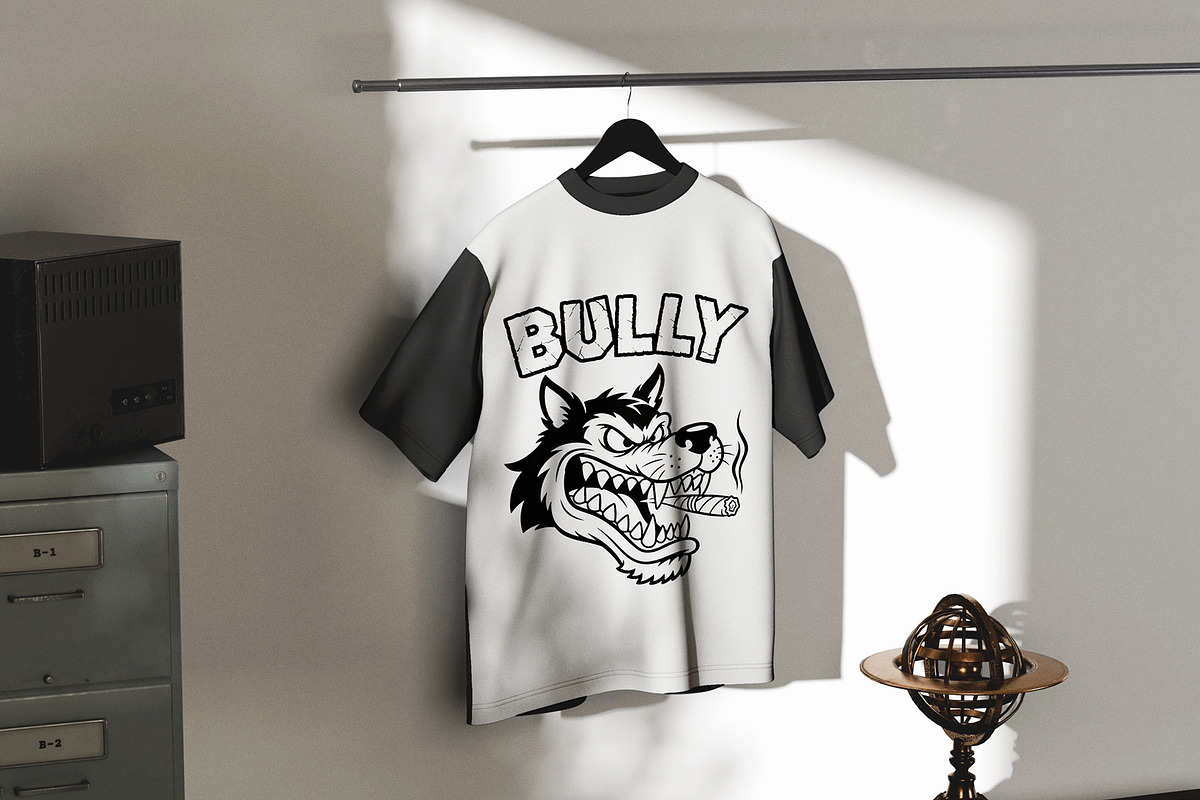 BULLY Wolf Head T-Shirt Design, an Object Graphic by Ahluva Studio (Photo 2 of 7)