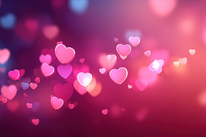 Floating hearts in a dreamy background, a Background Photo by AlyaAnd