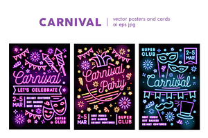 Carnival party posters set, a Decorative Illustration by Good Studio