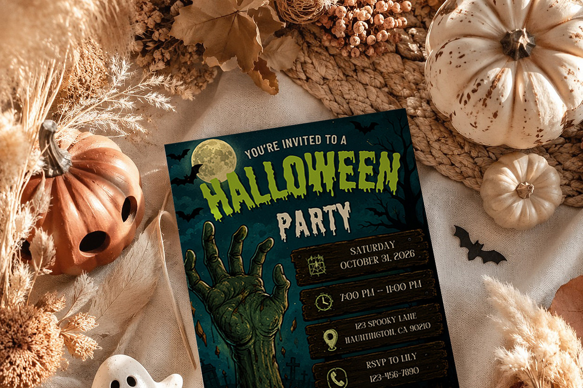 Haunted Halloween Party Invite, an Invitation Template by Arslan (Photo 2 of 5)