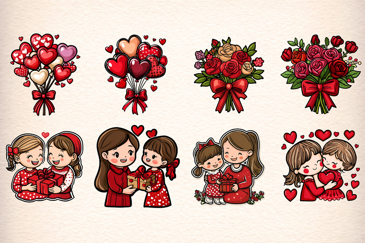 Colorful Kawaii Mother's Day Clipart, an Illustration by Digital Artistic99 (Photo 2 of 9)