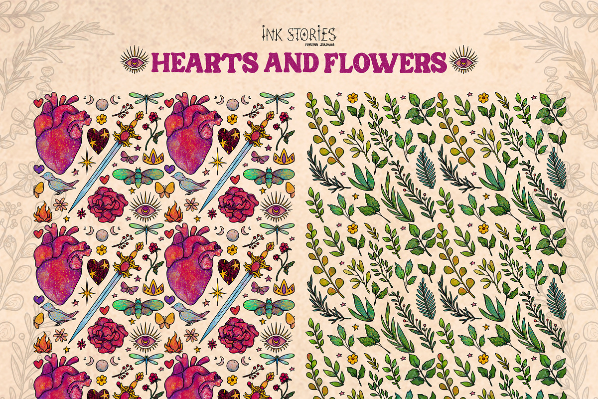 Hearts and Flowers Boho Vintage Set, a Decorative Illustration by Ink Stories (Photo 13 of 24)