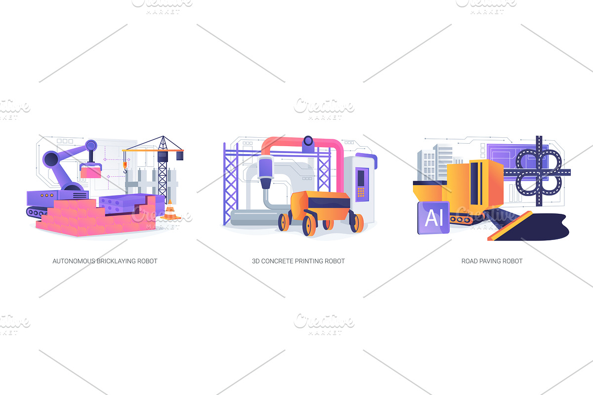 Construction Robots for Site, a Technology Illustration by Visual Generation