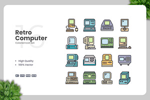 Retro Computer Colored Icons, an Icon by Upnowgraphic