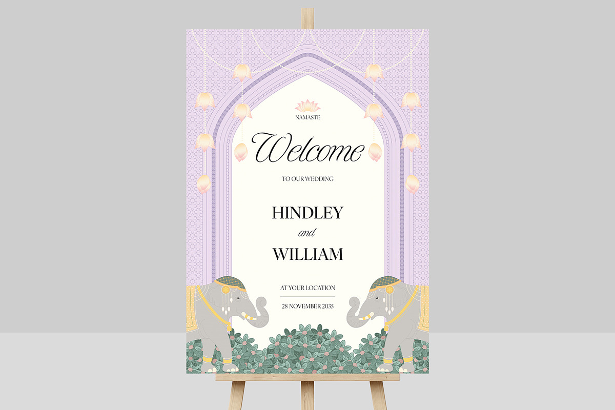 Indian Wedding Welcome Sign Template, a Flyer Template by BrandPacks (Photo 6 of 6)