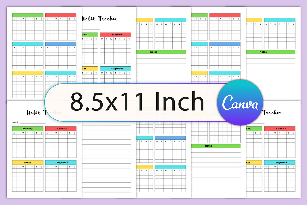 Editable 1 Year Habit Tracker, a Stationery Template by Designmela01 (Photo 2 of 4)