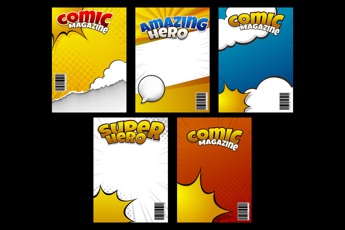 5 Set Comic Book Cover Background, a Background Graphic by Asta Desain (Photo 2 of 3)