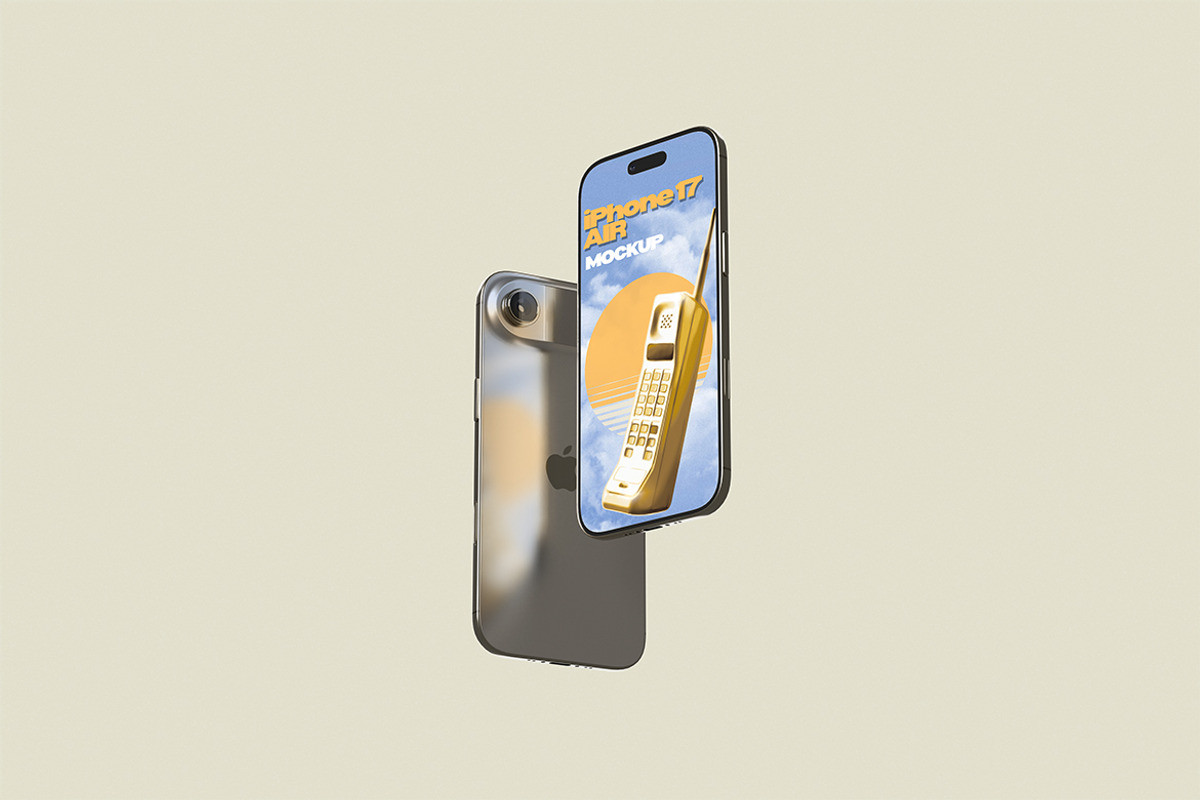 iPhone 17 Air Mockup, an iPhone Mockup by HanaSaka_Studio (Photo 3 of 5)
