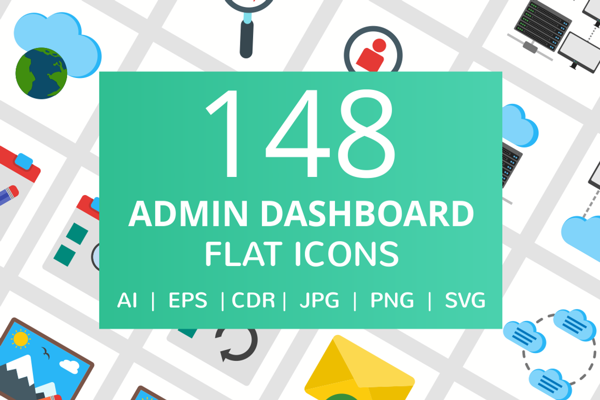 148 Admin Dashboard Flat Icons, an Outline Icon by IconBunny (Photo 1 of 6)
