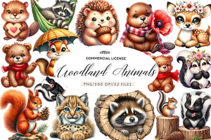 Woodland Clip art, Baby Animals, an Illustration by CreationArt