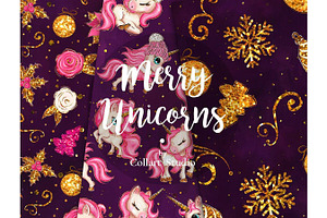 Christmas Unicorn Digital Paper