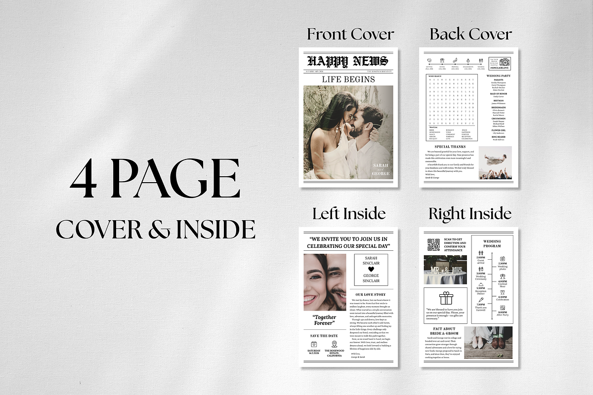 Newspaper Wedding Template, an Invitation Template by ZoloDesignHub (Photo 3 of 9)