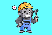 Cute Gorilla Handyman Holding Hammer, an Animal Illustration by Catalyst Labs (Thumbnail 3 of 3)