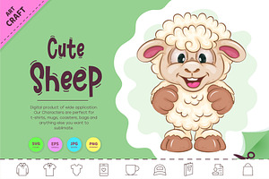 Cute Cartoon Sheep. Clipart., an Animal Illustration by KENO Mascots