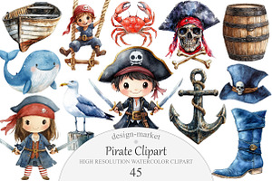 Pirate Clipart Set, an Illustration by Design Market