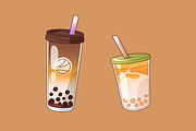 Bubble tea set + ad backgrounds, a Food Illustration by PaperTrident (Thumbnail 4 of 11)