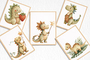 Watercolor Baby Dinosaur Clipart, an Illustration by DreamArtGraphic (Thumbnail 2 of 8)