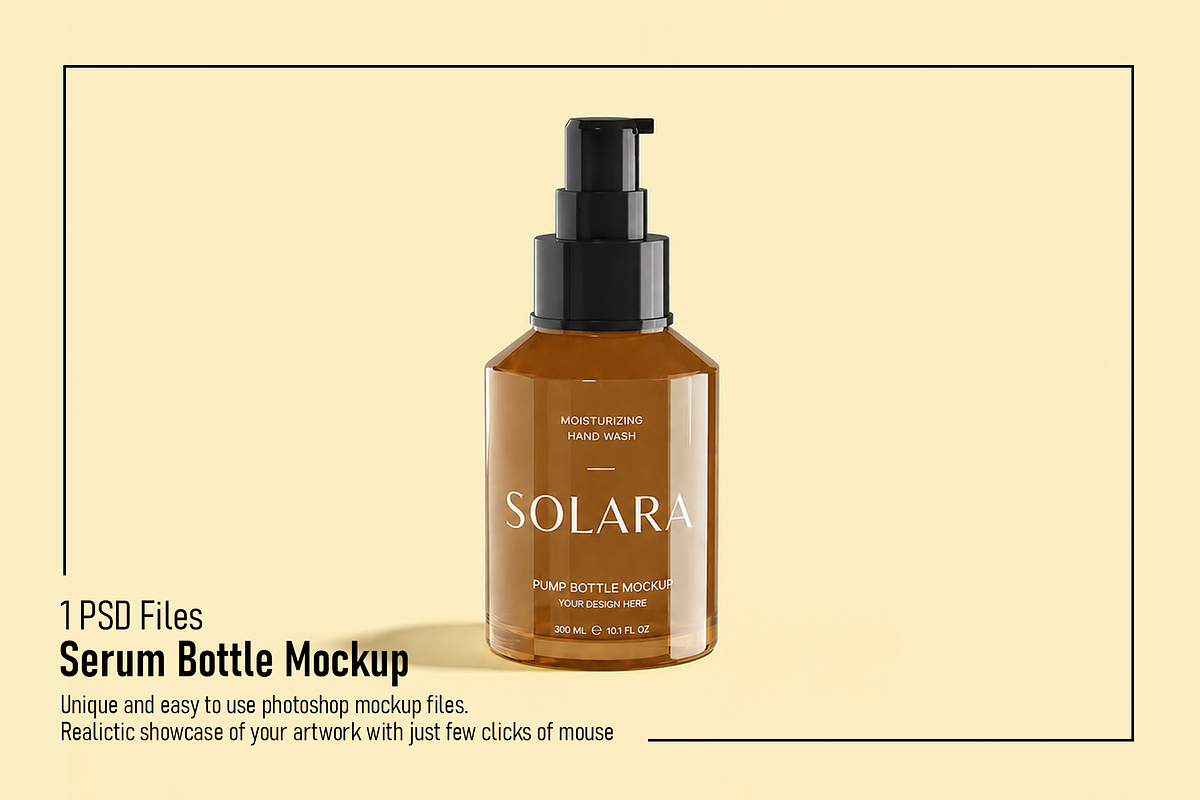 Plastic Serum Cosmetic Bottle Mockup, an Advertising Mockup by Custom.scene (Photo 1 of 3)