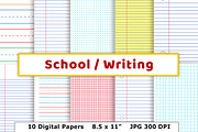 School / Writing Lined Digital Paper, a Pattern Graphic by The Digital Download Shop (Thumbnail 1 of 5)