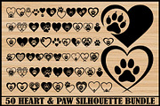 Heart and Paw Silhouette Vector Set, a Decorative Illustration by Gaye Art (Thumbnail 1 of 4)
