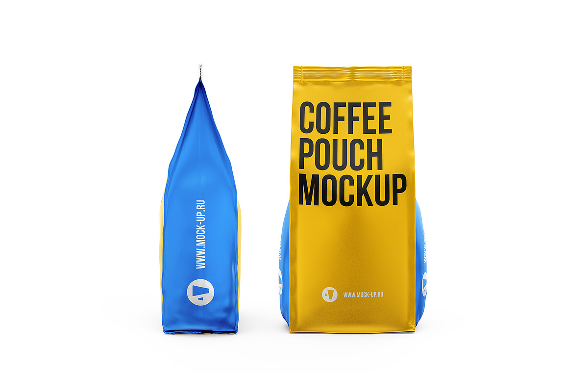 Coffee Pouch. Front and side views, a Packaging Mockup by easymock (Photo 8 of 8)