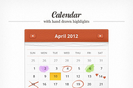 Calendar with hand drawn elements