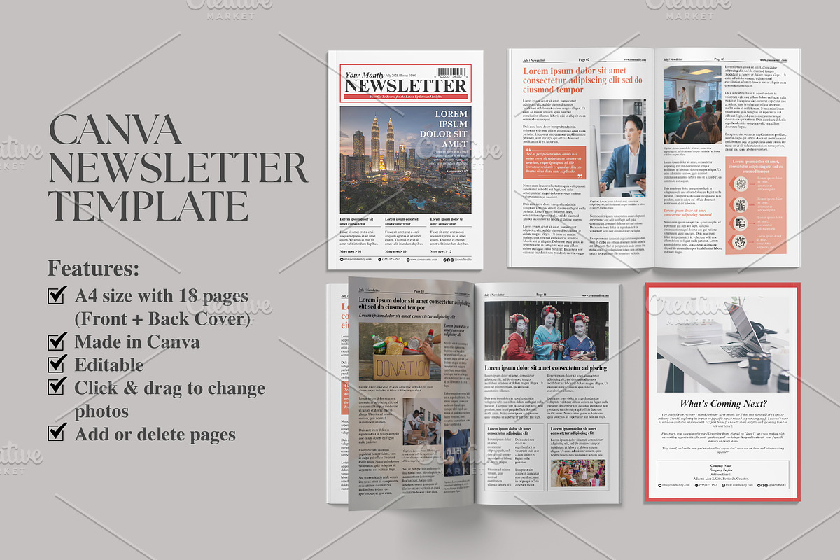 Canva Newsletter Template, a Magazine Template by Oshin Design (Photo 1 of 7)