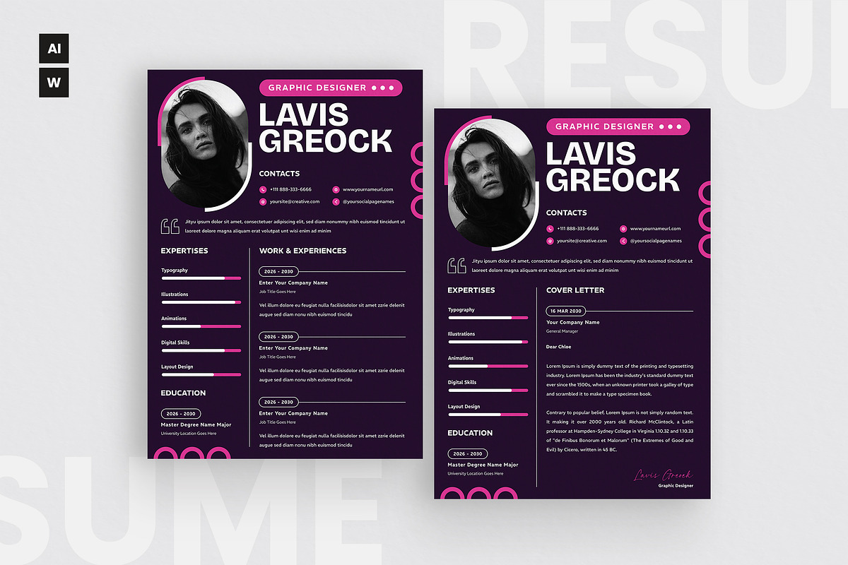 Purple Color Shape Resume CV, a Resume Template by iDoodle Studio (Photo 1 of 4)