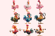 Rooster PNG Clipart Bundle, a Graphic by M9 Design (Thumbnail 4 of 9)