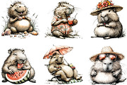 Whimsical Summer Capybara Clipart, an Illustration by Designking (Thumbnail 3 of 3)