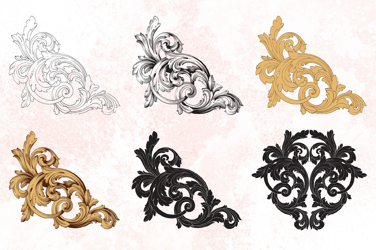Vector Baroque Ornament elements, a Decorative Illustration by Samira (Photo 7 of 11)