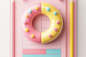 Pastel Donut Chart on Pink Notepad w, a Photo by Pixeness Studio