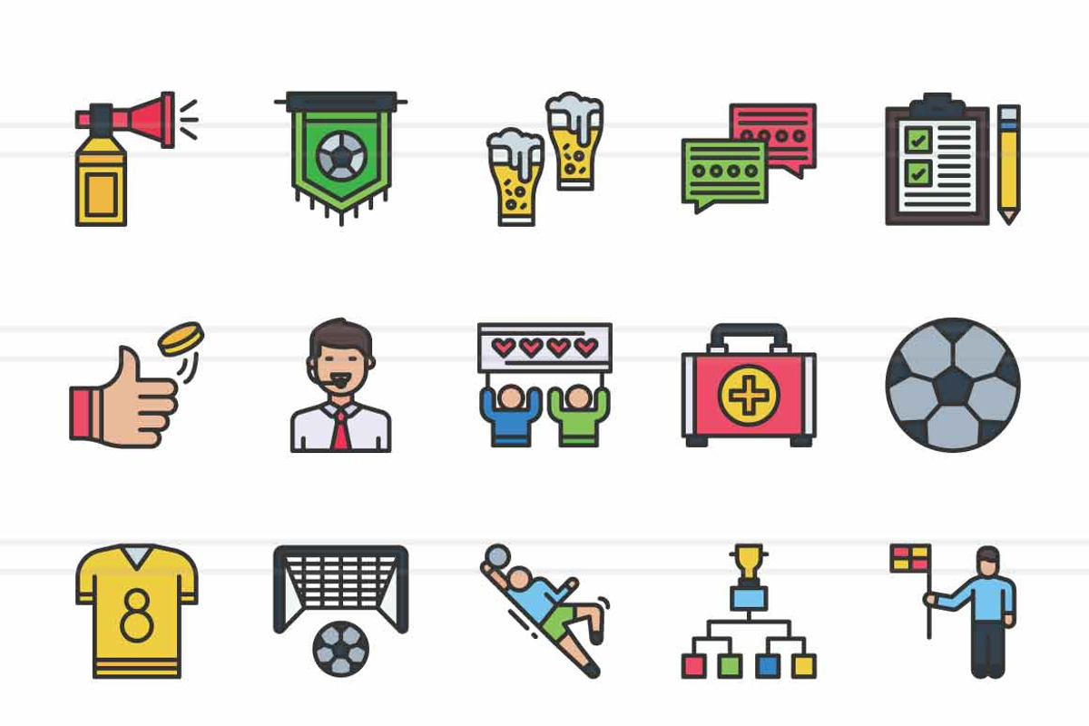 Soccer Filled Line Icons, an Icon by IconBunny (Photo 2 of 2)