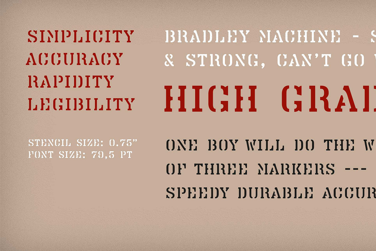 Vtg Stencil Bradley 075, a Slab Serif Font by astype fonts (Photo 4 of 7)