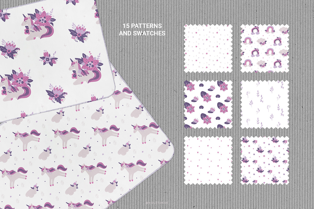 Unicorns & Flowers Collection, a Graphic by VioletOxide (Photo 7 of 10)