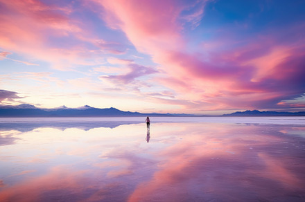 Beautiful sunset on the lake with re, a Photo by Iftikhar Alam