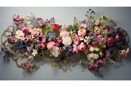 garden frame flowers ai generated, a Nature Photo by pikepicture