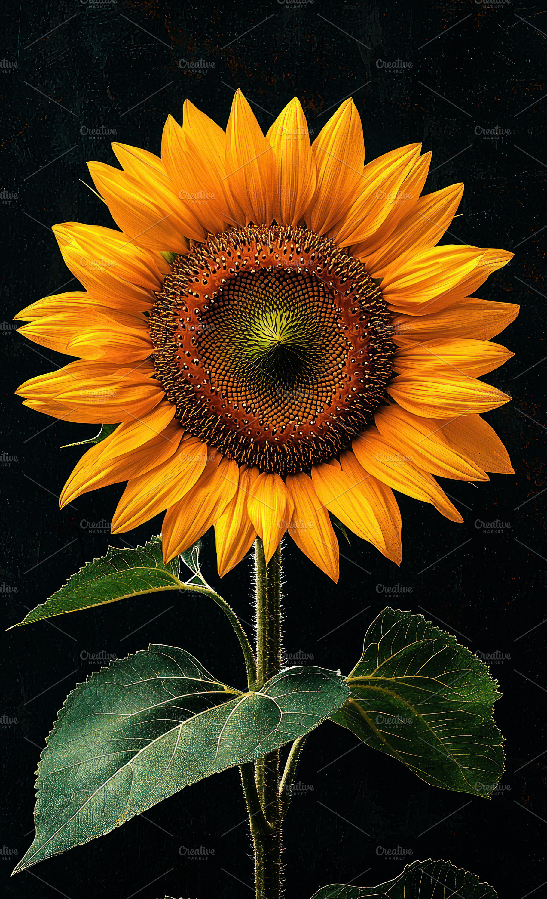 Golden sunflower with vivid yellow petals and large green leaves, a Nature Photo by José Manuel Gelpi