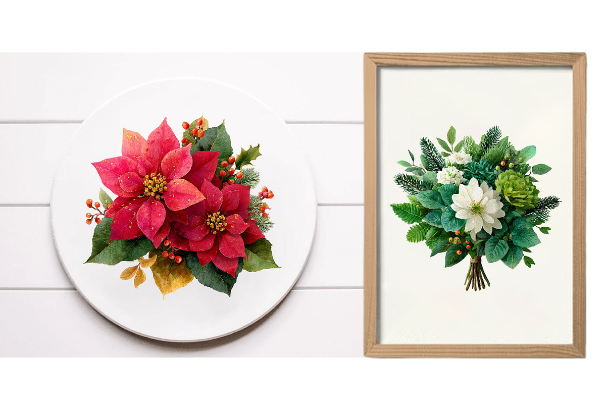 Christmas Bouquets Clipart, an Illustration by Designworld (Photo 5 of 6)