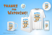 Cute kitten on a cloud. Tshirt, PNG., an Animal Illustration by KENO Mascots (Thumbnail 4 of 4)