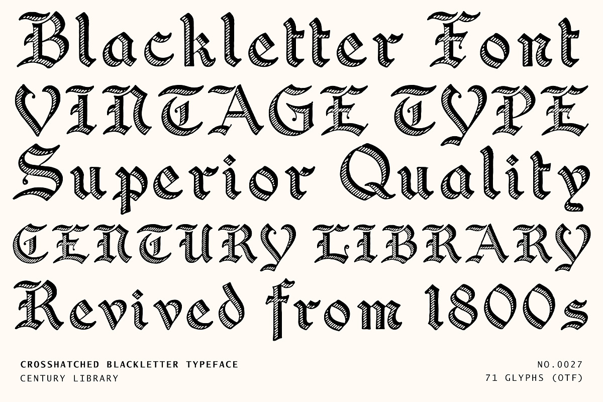 Vintage Crosshatch Blackletter Font, a Blackletter Font by Century Library (Photo 1 of 5)