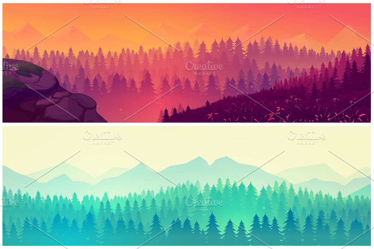 Trendy Vector Landscapes, an Illustration by 2dvillShop (Photo 4 of 5)