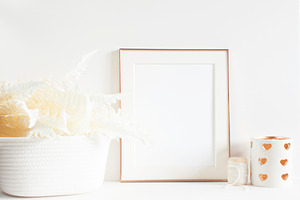 Rose Gold & White Frame Mockup, a Print Template by Grandview Collective