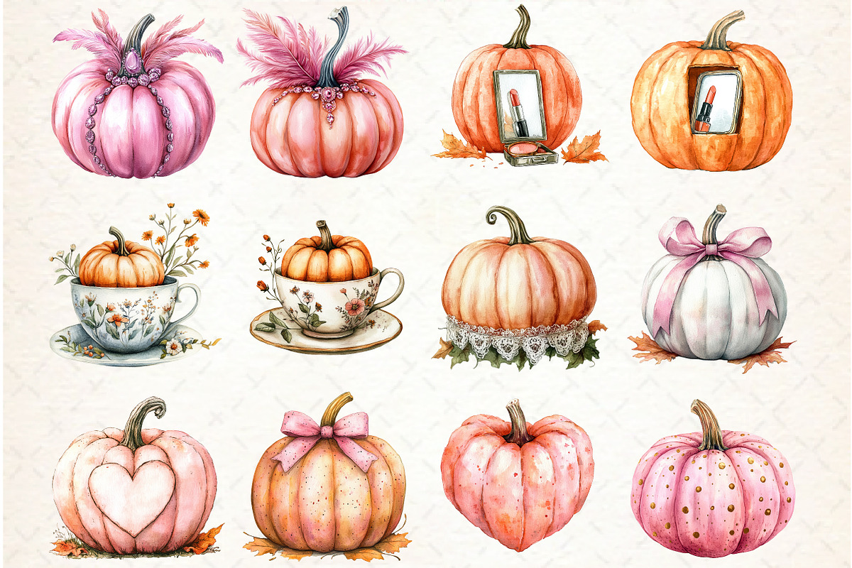 Coquette Pumpkin Clipart, an Illustration by Libby Wishes (Photo 2 of 7)