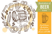 Templates With Beer Sketch Icons, a Decorative Illustration by DruZhi Art (Thumbnail 1 of 3)