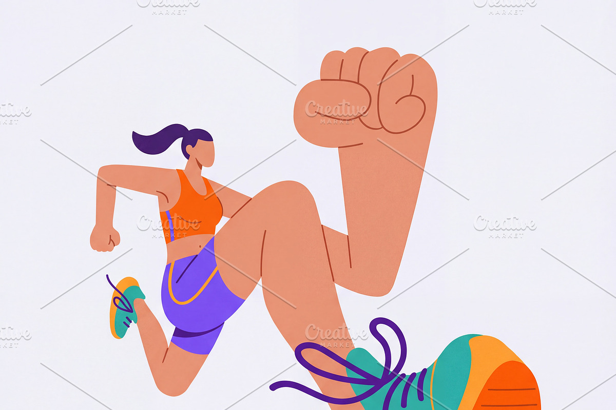 Dynamic Athletic Woman Running, a Sport Illustration by Virgo Studio