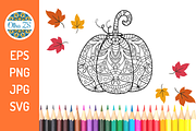 Pumpkin coloring pages for adult, an Illustration by Olha ZS (Thumbnail 2 of 4)
