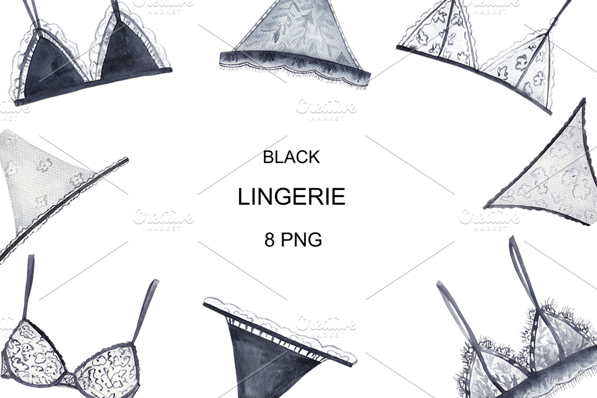 Lace Black Lingerie Set, an Object Illustration by Natikka Art (Photo 1 of 3)