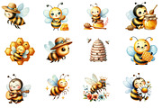 Bee Clipart Watercolor, an Illustration by Designworld (Thumbnail 2 of 5)