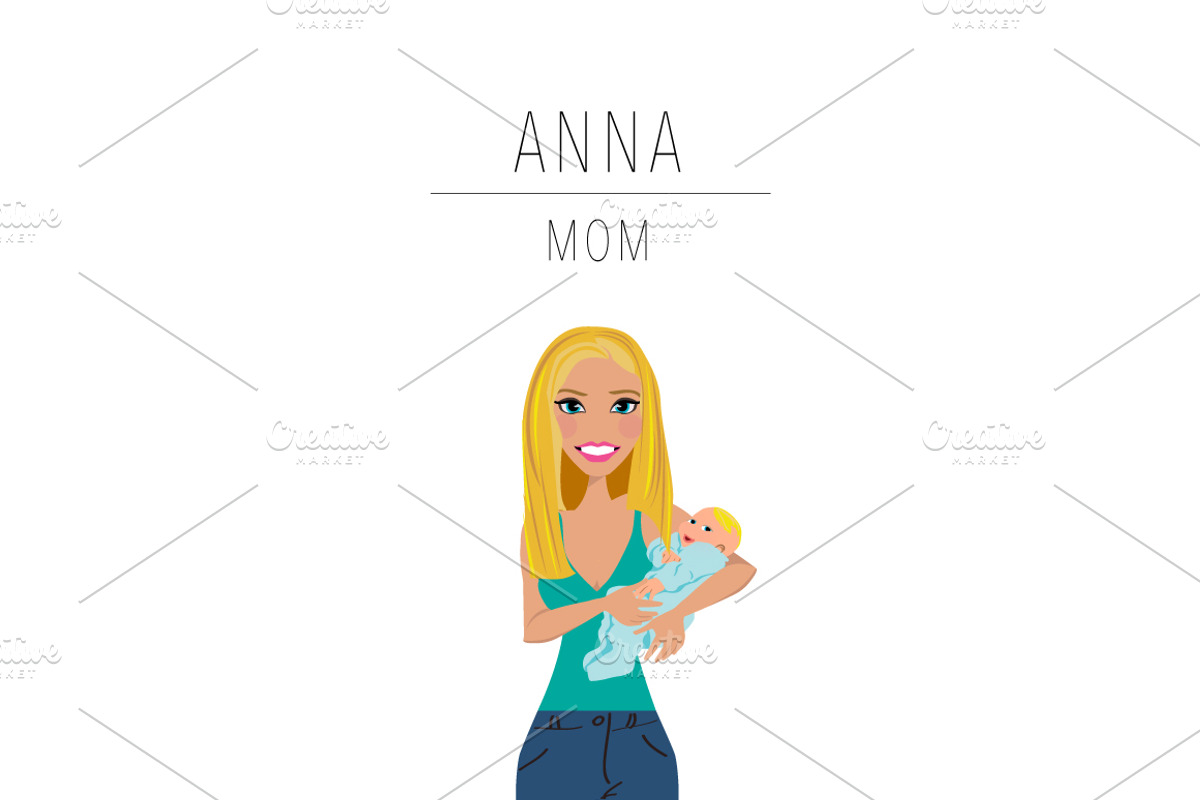 Mom & Baby Portrait Clip Art, a Person Illustration by Lauren Lesley Studio (Photo 3 of 33)